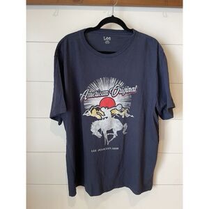 Lee Jeans Graphic Tee Western American Navy Unisex XL Horse Rodeo USA